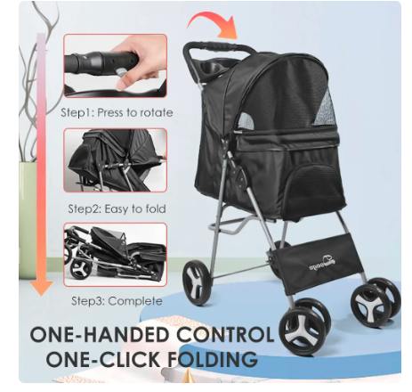 Wholesale prices with free shipping all over United States Pet Stroller Carrier For Dogs Detachable Baby Stroller Dog Pull Cart Double Layer Lightweight Four Wheel Shock Absorption - Steven Deals