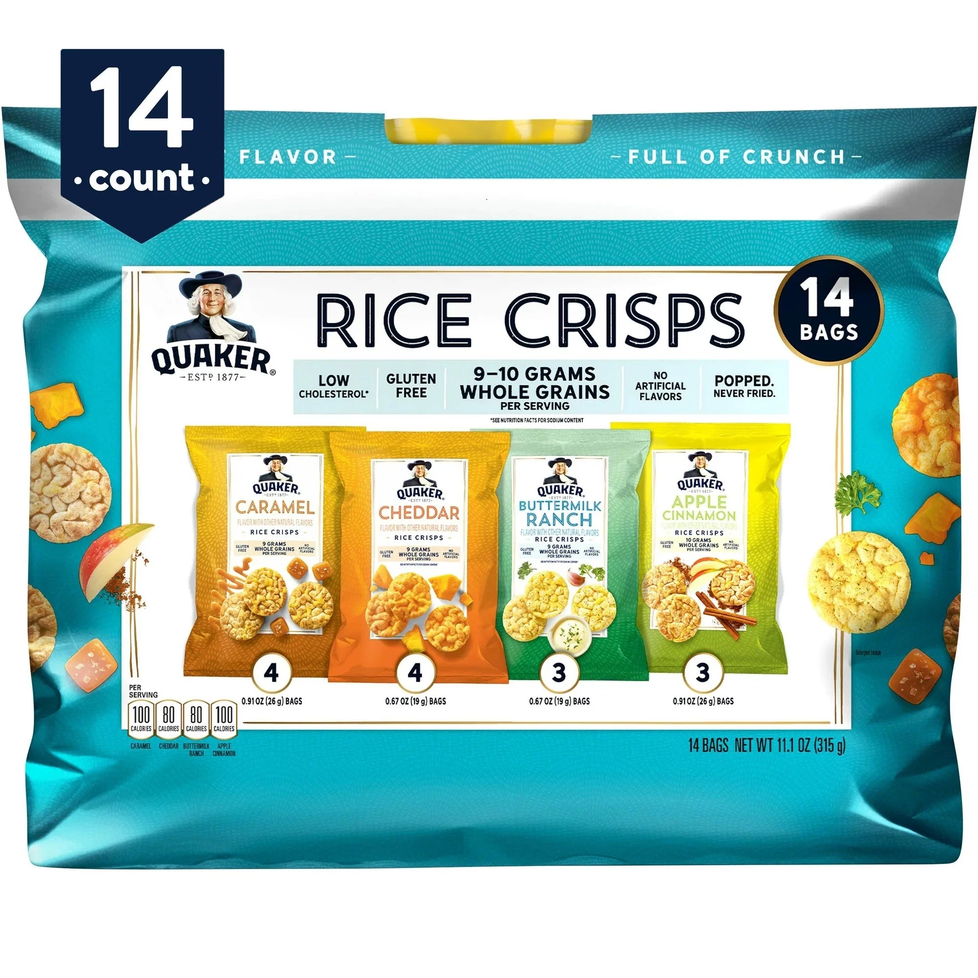 Wholesale prices with free shipping all over United States Quaker Rice Crisps, Sweet and Savory Variety Pack,Gluten Free, 14 Count - Steven Deals