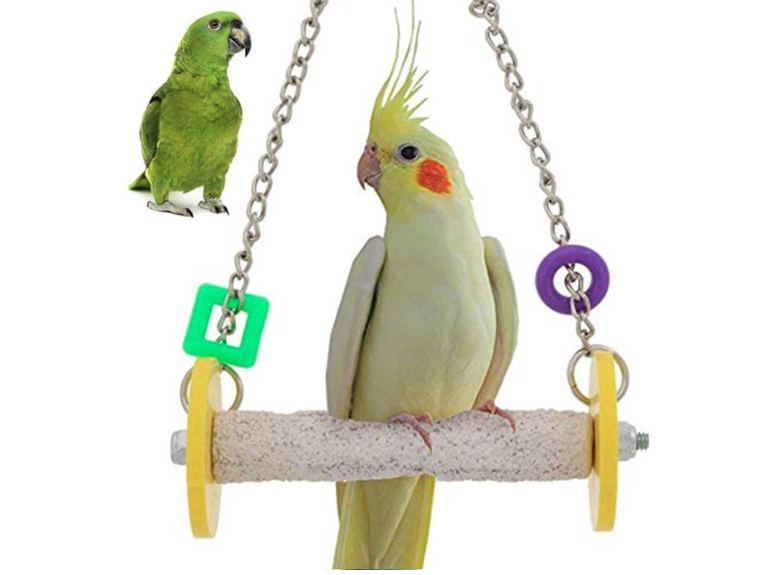 Wholesale prices with free shipping all over United States Shulemin Pet Bird Parrot Macaw Hanging Chain Swing Stand Perch Cage Pendant Chewing Toy,Random Color - Steven Deals