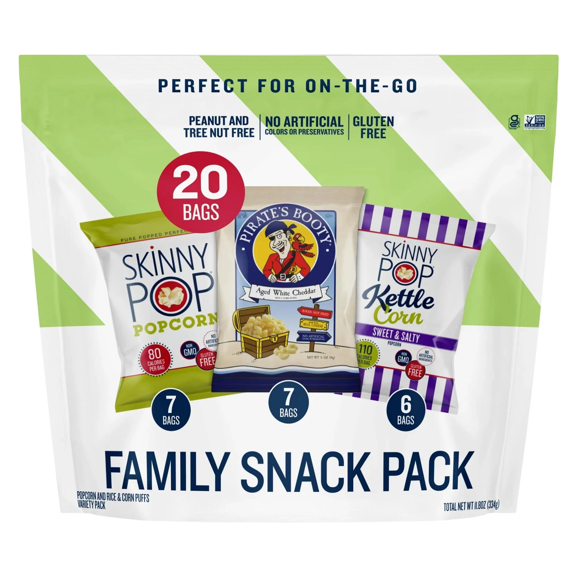 Wholesale prices with free shipping all over United States SkinnyPop and Pirate's Booty Gluten-Free Variety Pack, 0.5 oz Snack-Size Bags, 20 Count - Steven Deals