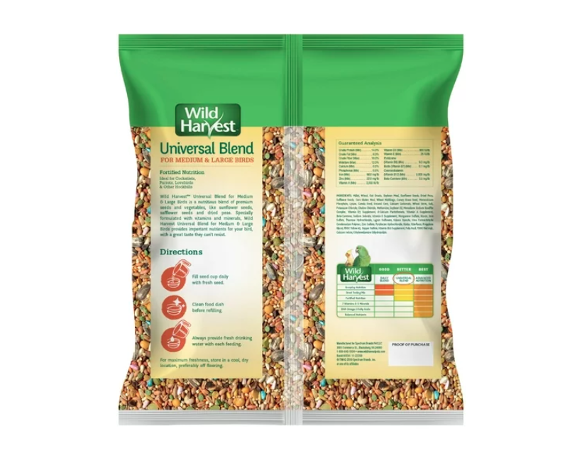 Wholesale prices with free shipping all over United States Wild Harvest Universal Blend For Medium And Large Birds 3 Pounds, Fortified Nutrition - Steven Deals