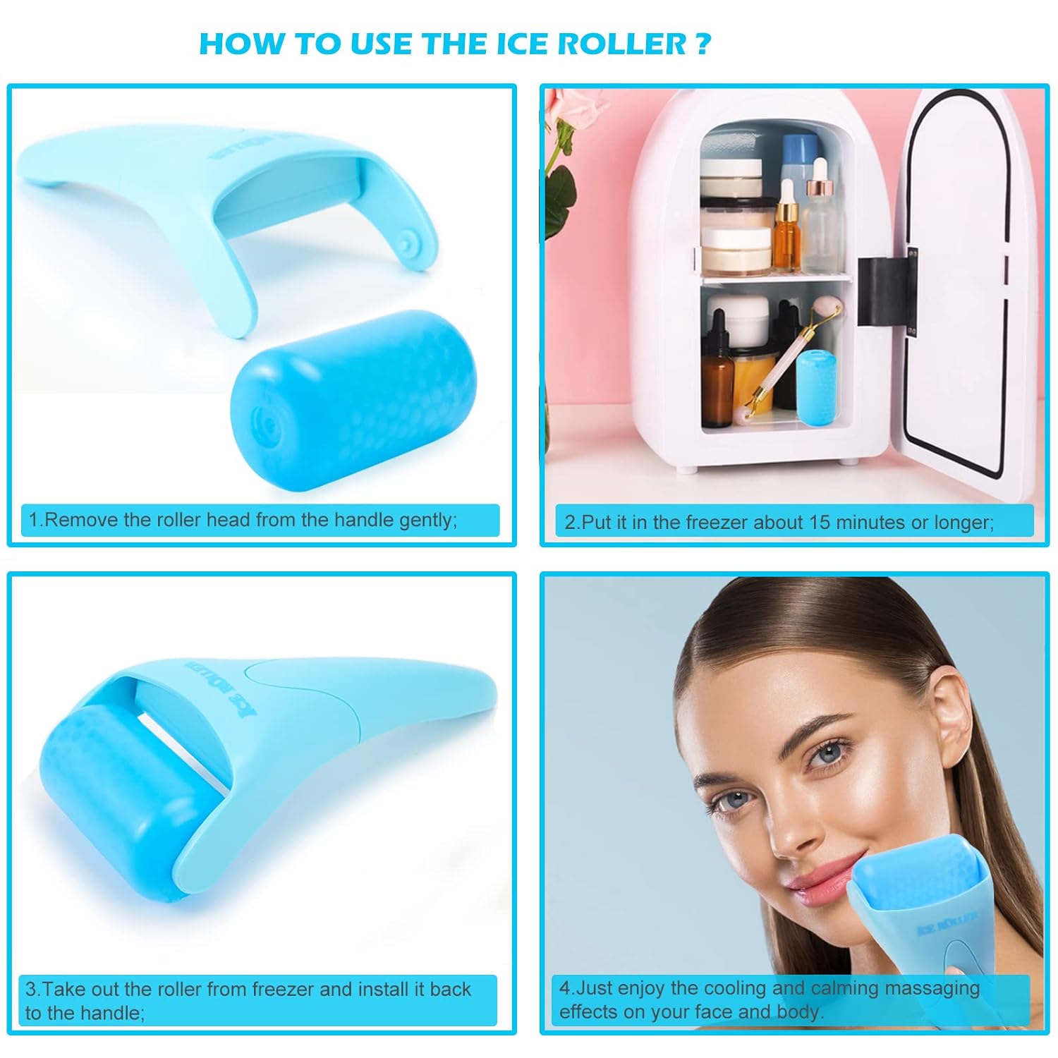 Wholesale prices with free shipping all over United States 2 PACK Ice Roller for Face and Body Massage, Facial Roller Skin Care Tool for Reduce Wrinkles and Puffiness, Migraine Pain Relief and Skin Tighten, Cold Therapy for Cooling and Calming.(Pink+Green) - Steven Deals