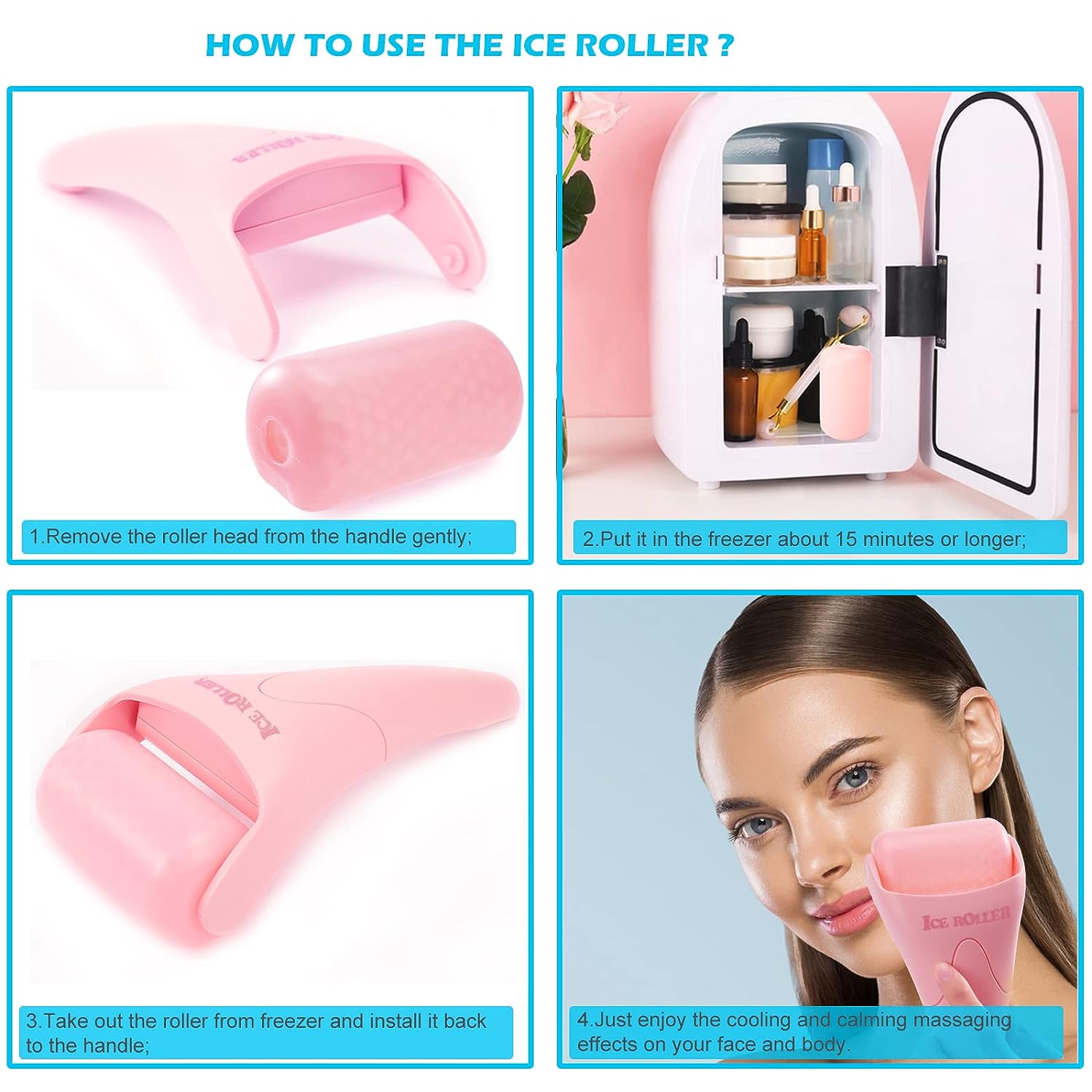 Wholesale prices with free shipping all over United States 2 PACK Ice Roller for Face and Body Massage, Facial Roller Skin Care Tool for Reduce Wrinkles and Puffiness, Migraine Pain Relief and Skin Tighten, Cold Therapy for Cooling and Calming.(Pink+Green) - Steven Deals