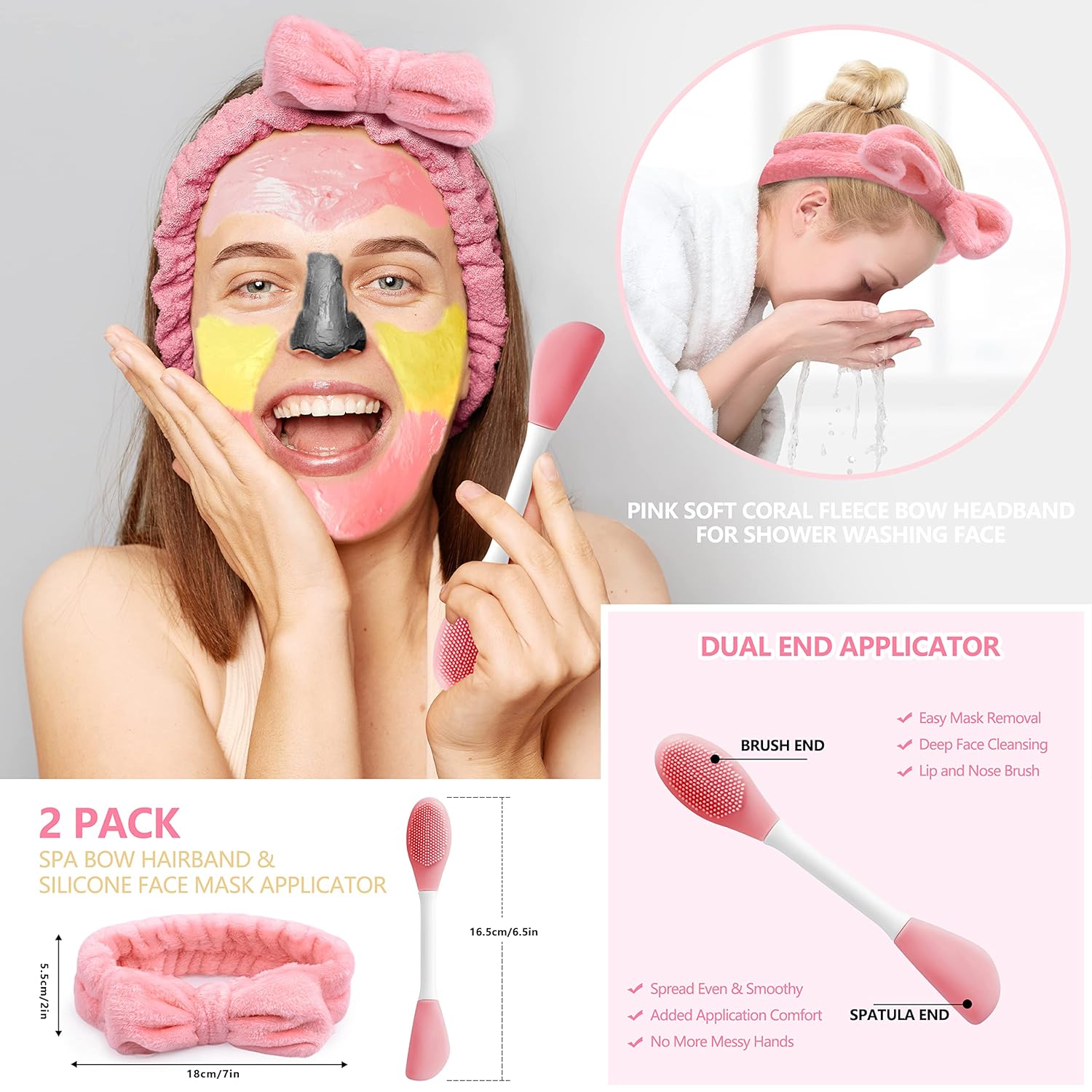 Wholesale prices with free shipping all over United States 5 Pcs Face Mask Skin Care Set for Deep Pore Cleansing Turmeric Vitamin C Clay Mask, Dead Sea Mud Mask, Rose Clay Mask for Face Masks Skincare Personal Skin Care Products Gifts Headbands for Women - Steven Deals