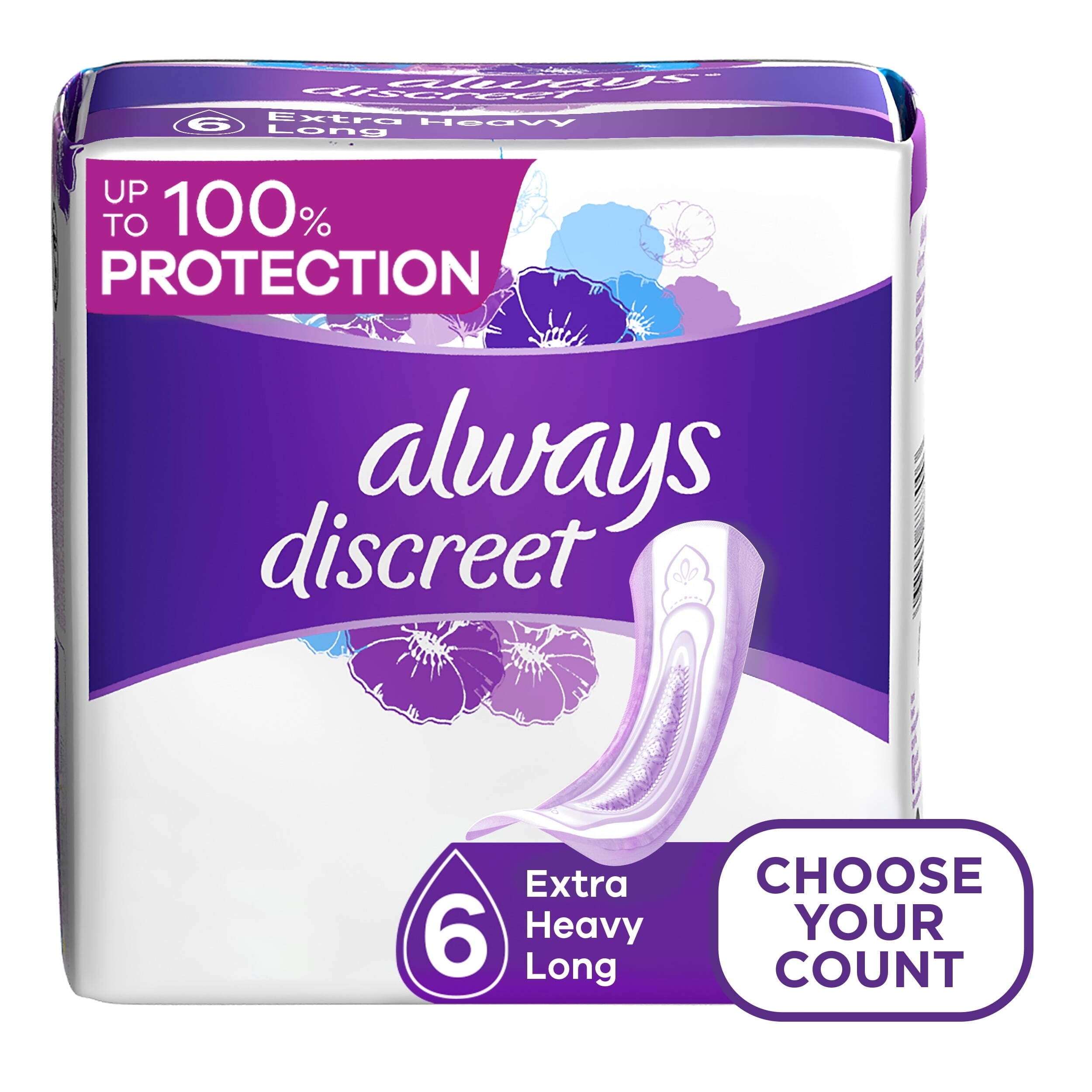 Wholesale prices with free shipping all over United States Always Discreet Incontinence Pads for Women, Extra Heavy Long, 45 Ct - Steven Deals