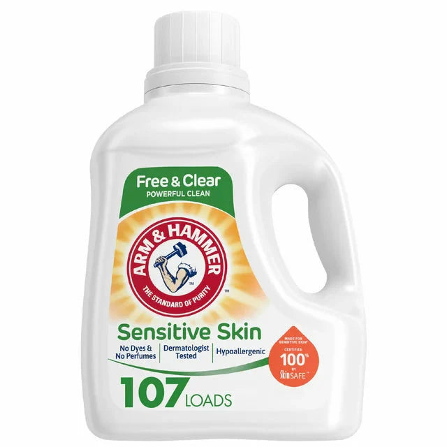 Wholesale prices with free shipping all over United States ARM & HAMMER Sensitive Skin Free and Clear Detergent Liquid Laundry Detergent, 144.5 Fl Oz Bottle - Steven Deals