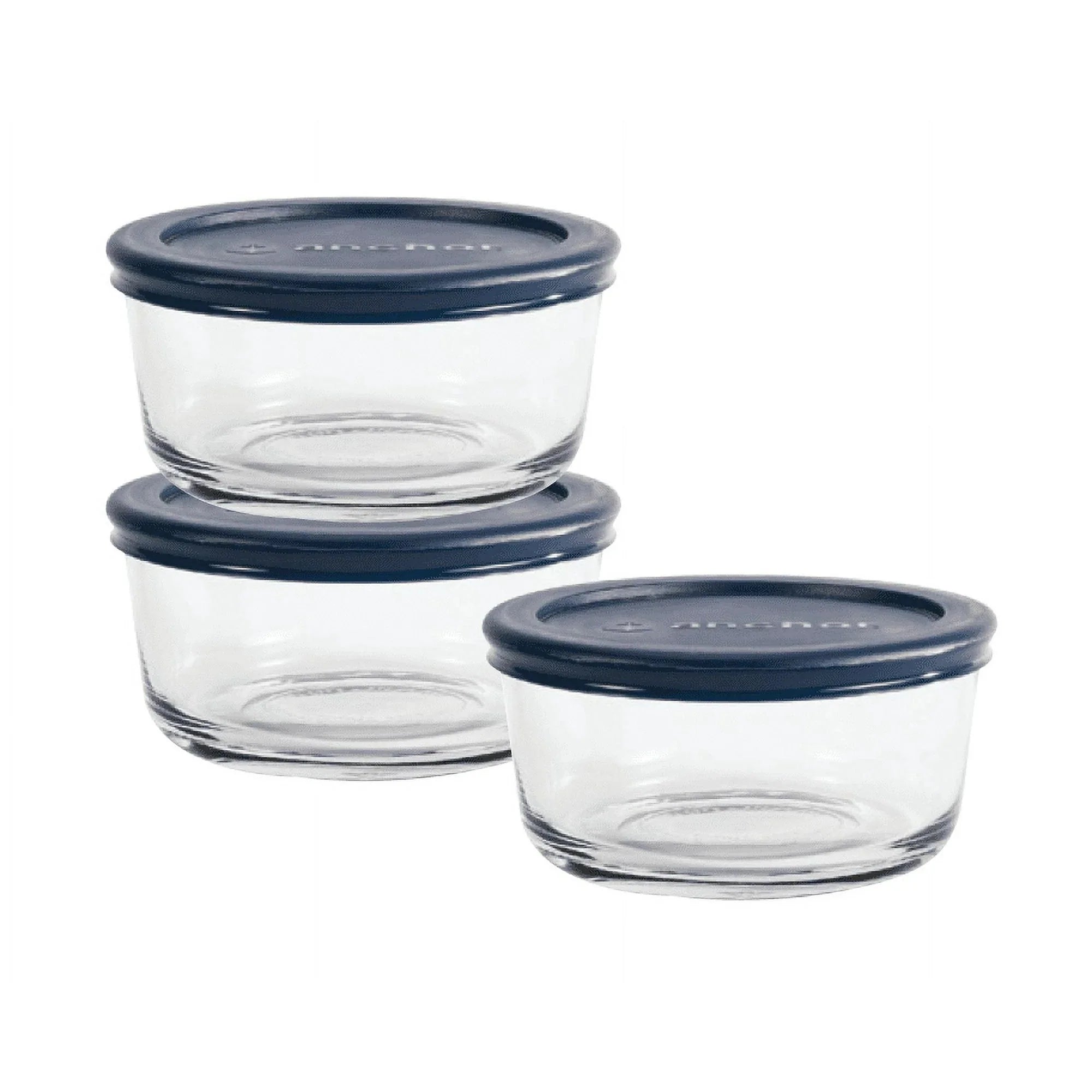 Wholesale prices with free shipping all over United States Anchor Hocking Glass Food Storage Containers with Lids, 2 Cup Round, Set of 3 - Steven Deals