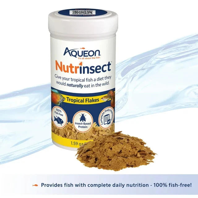 Wholesale prices with free shipping all over United States Aqueon Nutrinsect Fish-Free Fish Food Tropical Flakes 1.59 oz - Steven Deals