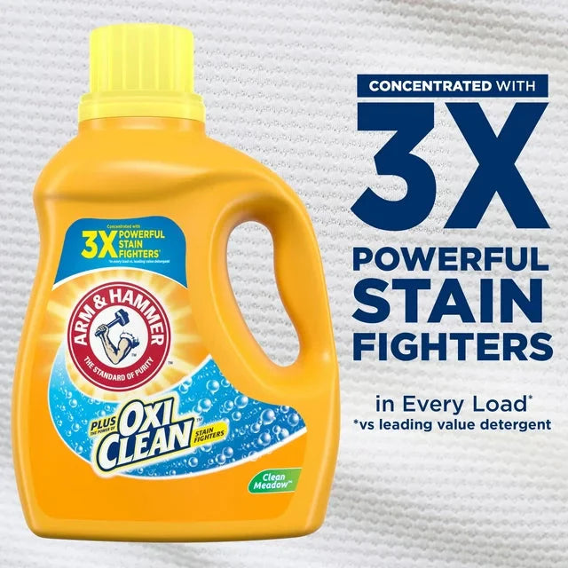 Wholesale prices with free shipping all over United States Arm & Hammer Plus OxiClean Clean Meadow, 77 Loads Liquid Laundry Detergent, 100.5 fl oz - Steven Deals