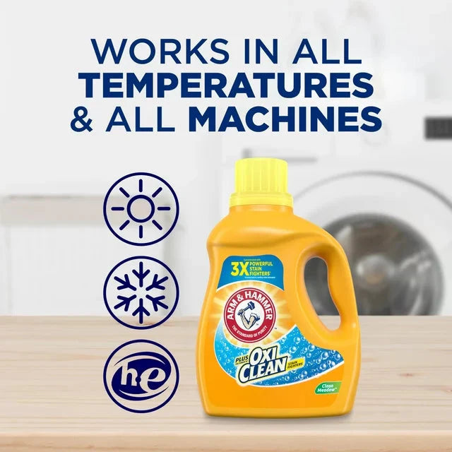 Wholesale prices with free shipping all over United States Arm & Hammer Plus OxiClean Clean Meadow, 77 Loads Liquid Laundry Detergent, 100.5 fl oz - Steven Deals