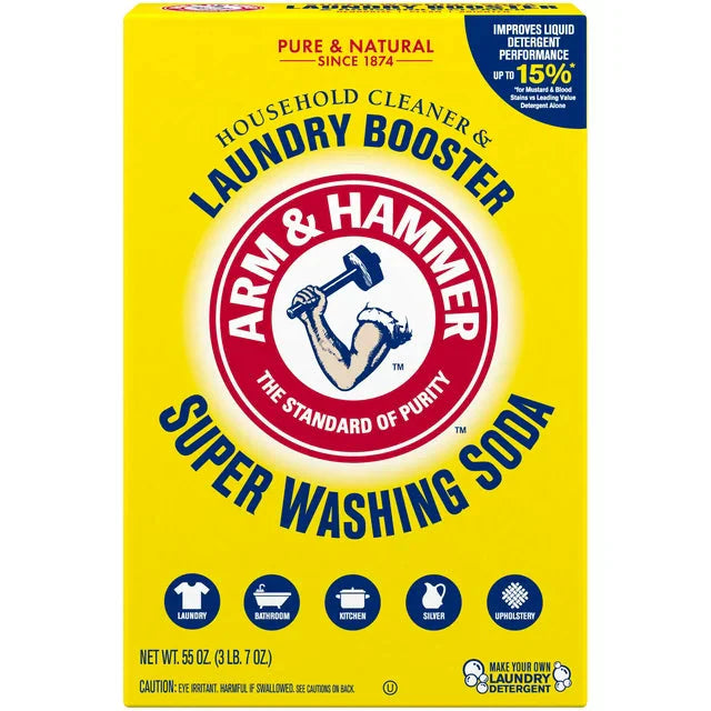 Wholesale prices with free shipping all over United States Arm & Hammer Super Washing Soda Laundry Booster and Household All Purpose Cleaner Powder, 55 oz Box - Steven Deals