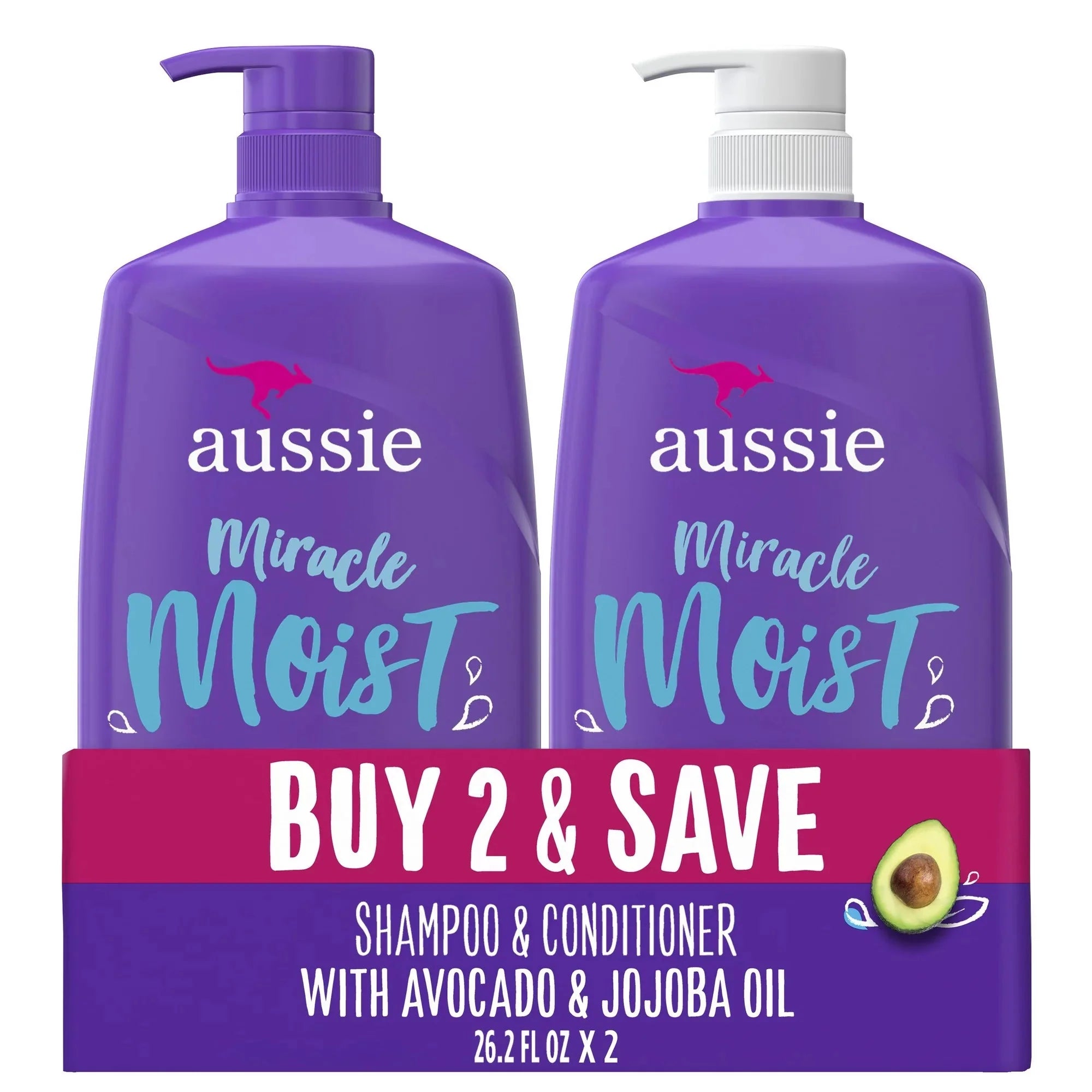 Wholesale prices with free shipping all over United States Aussie Miracle Moist Shampoo and Conditioner Hair Set, 26.2 fl oz - Steven Deals