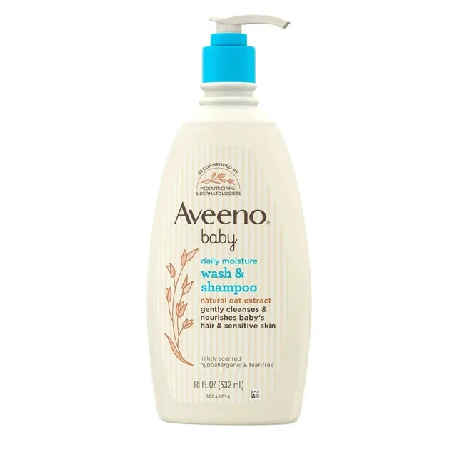 Wholesale prices with free shipping all over United States Aveeno Baby Daily Moisture Body Wash & Shampoo, Liquid Soap, Oat Extract, 18 fl. oz - Steven Deals