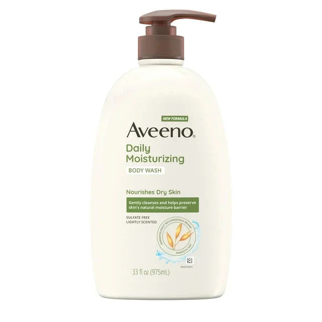 Wholesale prices with free shipping all over United States Aveeno Daily Moisturizing Body Wash, Soap Free Body Scrub for Dry Skin, Prebiotic Oat Shower Gel, Lightly Scented, 33 oz - Steven Deals