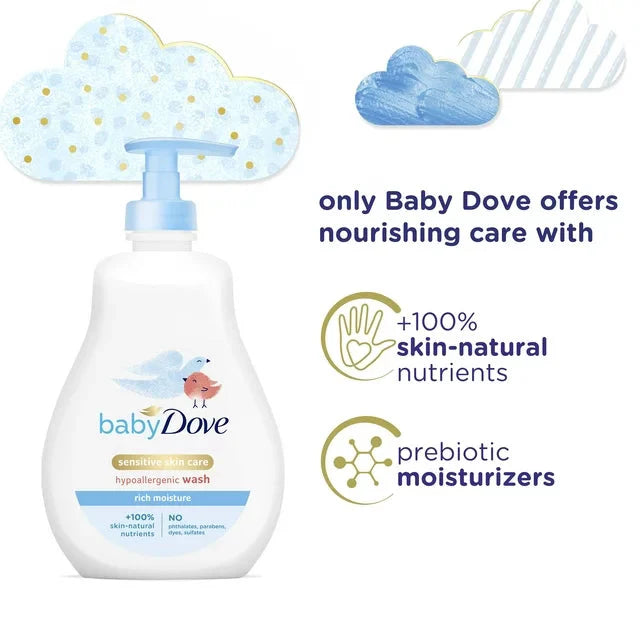 Wholesale prices with free shipping all over United States Baby Dove Sensitive Skin Care Liquid Baby Body Wash Rich Moisture, Hypoallergenic and Tear-Free, 13 oz - Steven Deals