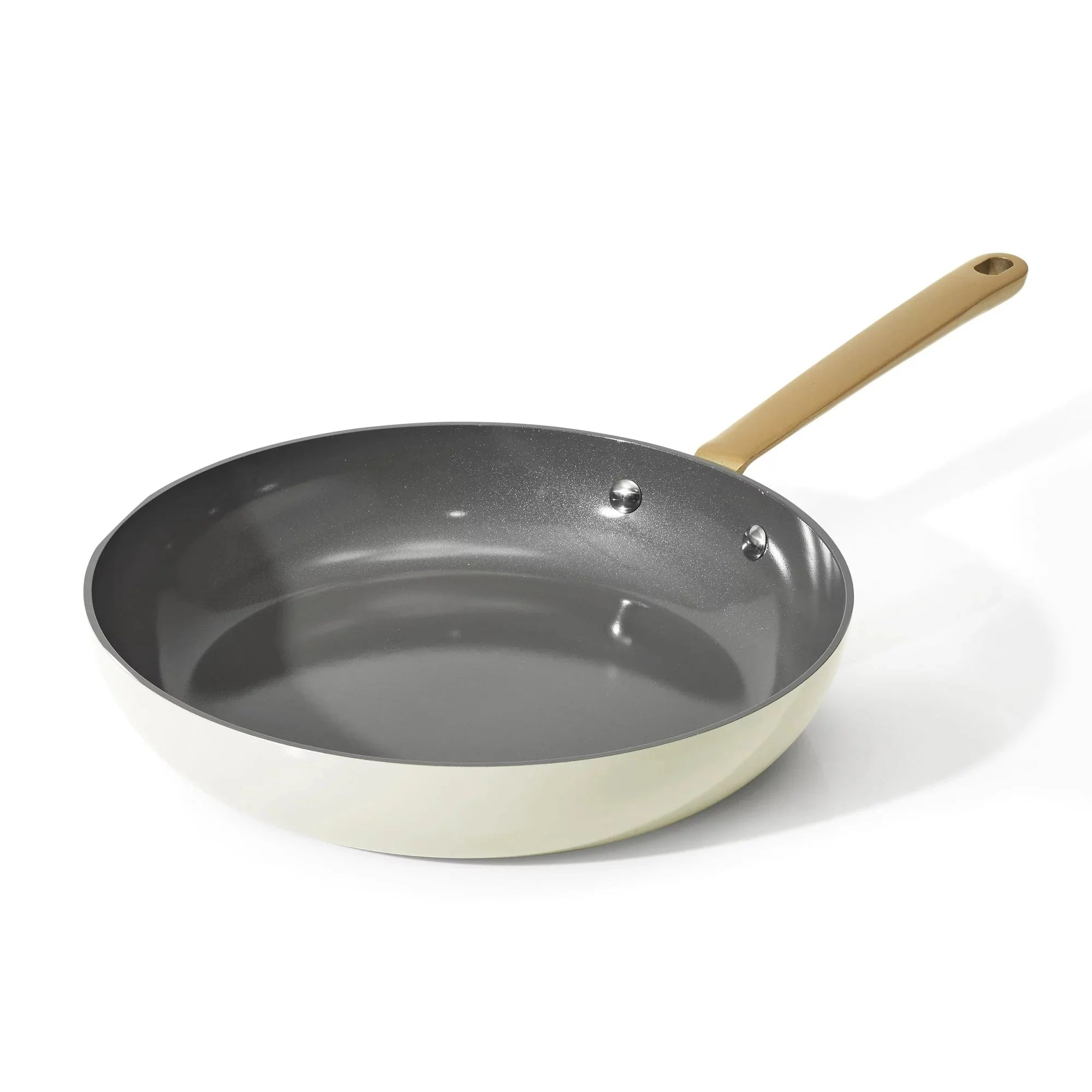 Wholesale prices with free shipping all over United States Beautiful 12 inch Ceramic Non-Stick Fry Pan, White Icing by Drew Barrymore - Steven Deals