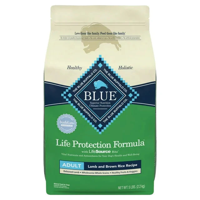 Wholesale prices with free shipping all over United States Blue Buffalo Life Protection Formula Lamb and Brown Rice Dry Dog Food for Adult Dogs, Whole Grain, 5 lb. Bag - Steven Deals