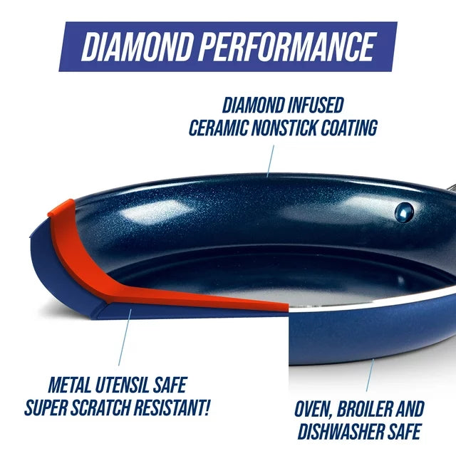 Wholesale prices with free shipping all over United States Blue Diamond Toxin Free Ceramic Nonstick Safe Open Frypan/Skillet, 10