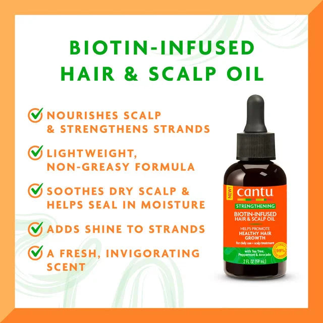 Wholesale prices with free shipping all over United States Cantu Biotin-Infused Strengthening Hair & Scalp Oil, 2 fl oz - Steven Deals