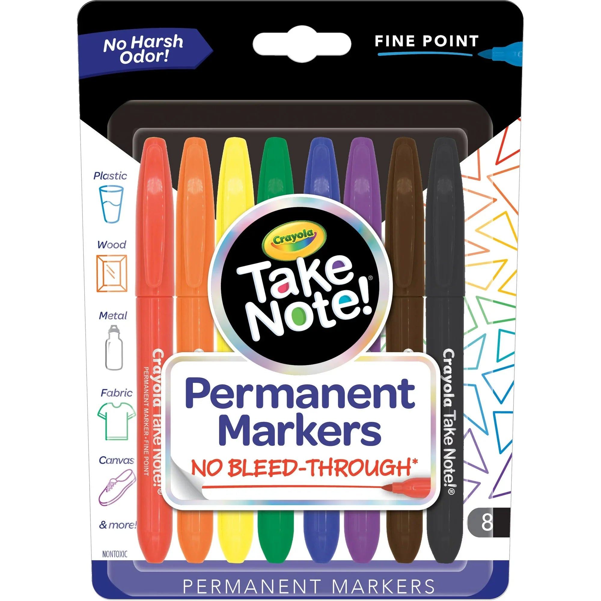 Wholesale prices with free shipping all over United States Crayola Take Note Permanent Markers, 8 Count Assorted Colors - Steven Deals