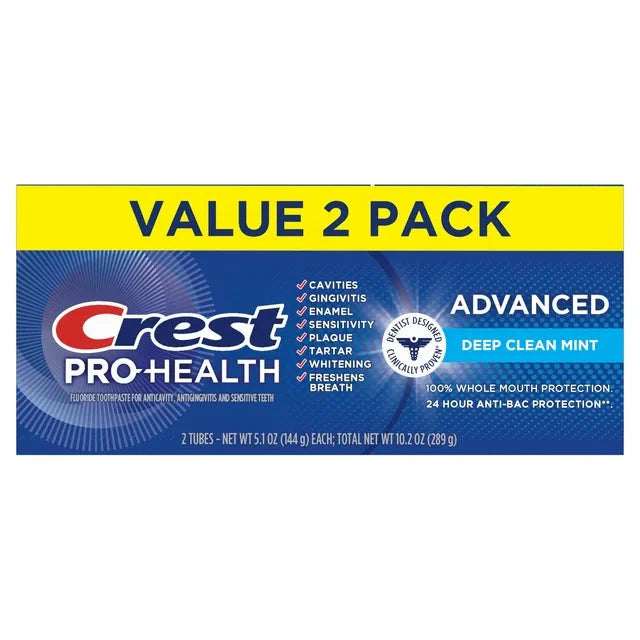 Wholesale prices with free shipping all over United States Crest Pro-Health Advanced Deep Clean Mint Toothpaste, 5.1 oz, 2 Count - Steven Deals