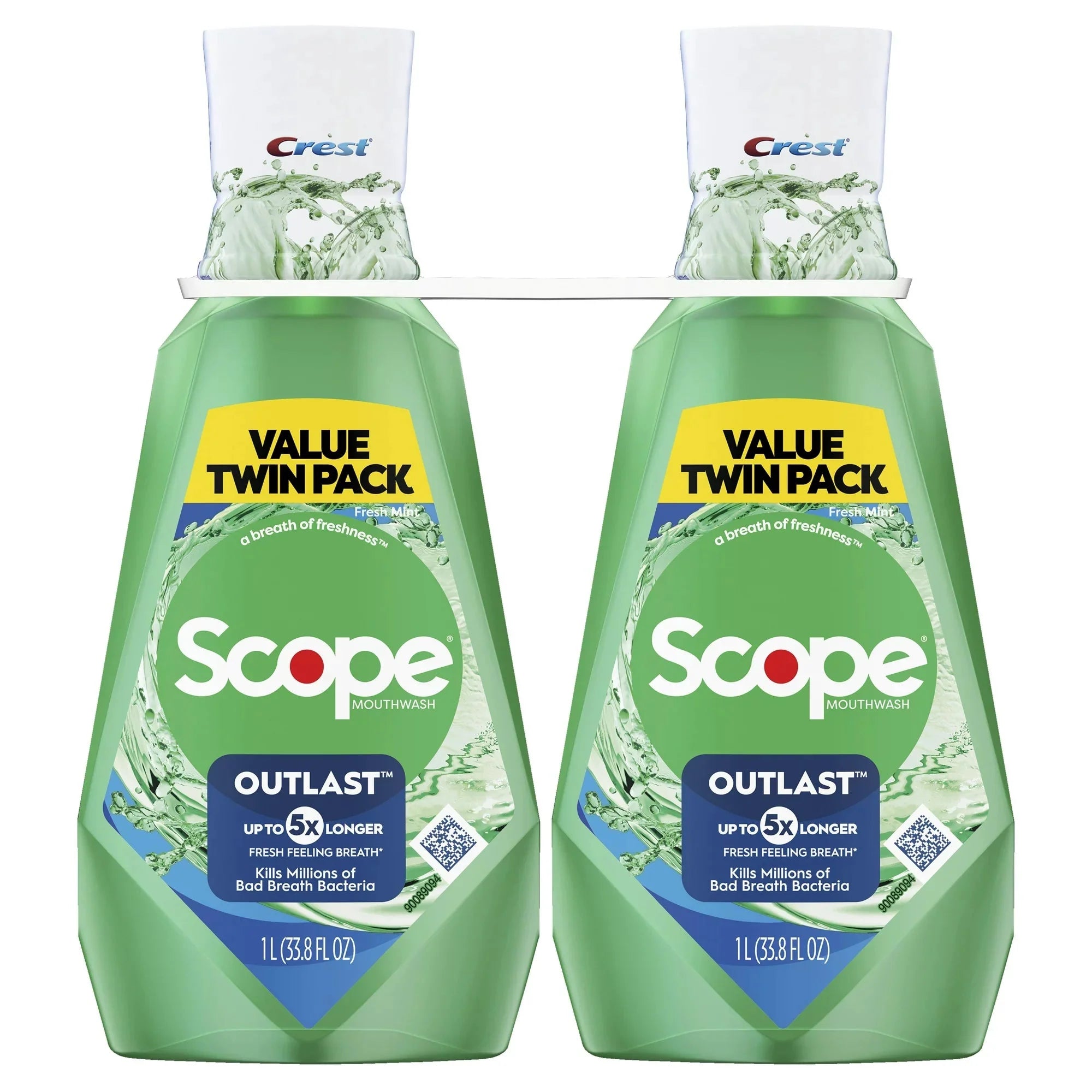 Wholesale prices with free shipping all over United States Crest Scope Outlast Mouthwash, Fresh Mint, 1L, Pack of 2 - Steven Deals