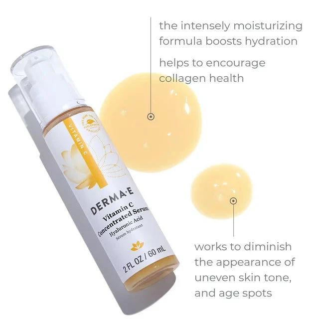 Wholesale prices with free shipping all over United States DERMA E Vitamin C Serum for Face with Hyaluronic Acid, Concentrated Brightening Serum, Vegan, 2 oz - Steven Deals