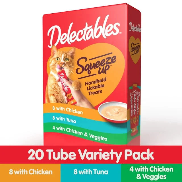 Wholesale prices with free shipping all over United States Delectables Squeeze Up Tuna, Chicken & Vegetables Flavor Topper for Cat, 0.5 oz. (20 Count) - Steven Deals
