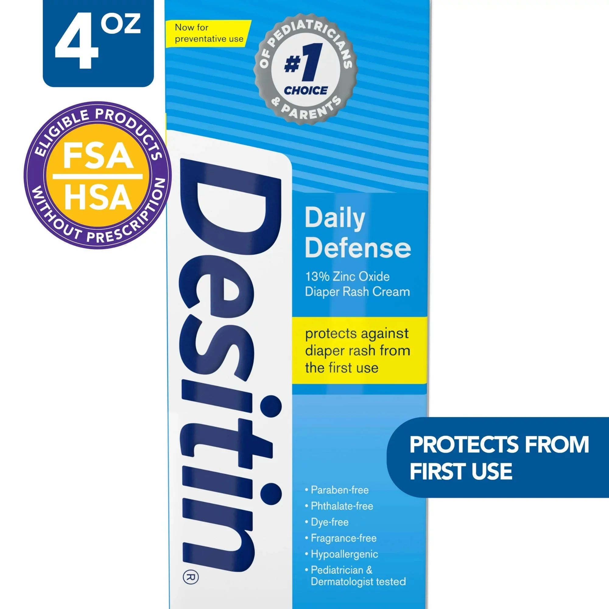 Wholesale prices with free shipping all over United States Desitin Daily Defense Baby Diaper Rash Cream, Butt Paste with 13% Zinc Oxide, 4 oz - Steven Deals