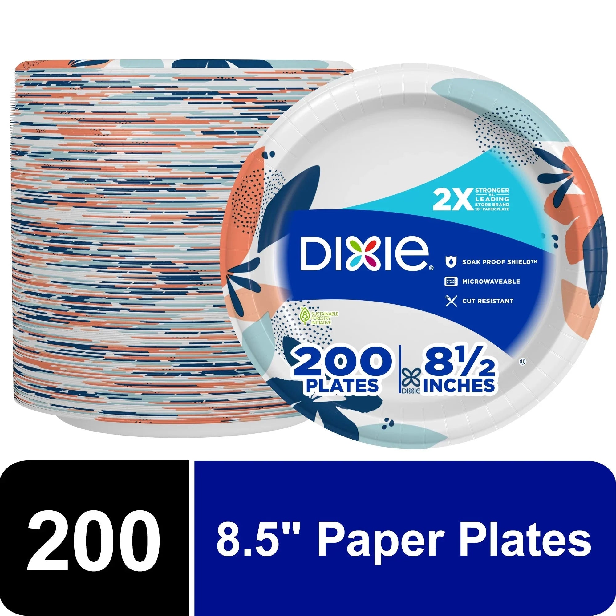 Wholesale prices with free shipping all over United States Dixie Disposable Paper Plates, Multicolor, 8.5 in, 200 Count - Steven Deals