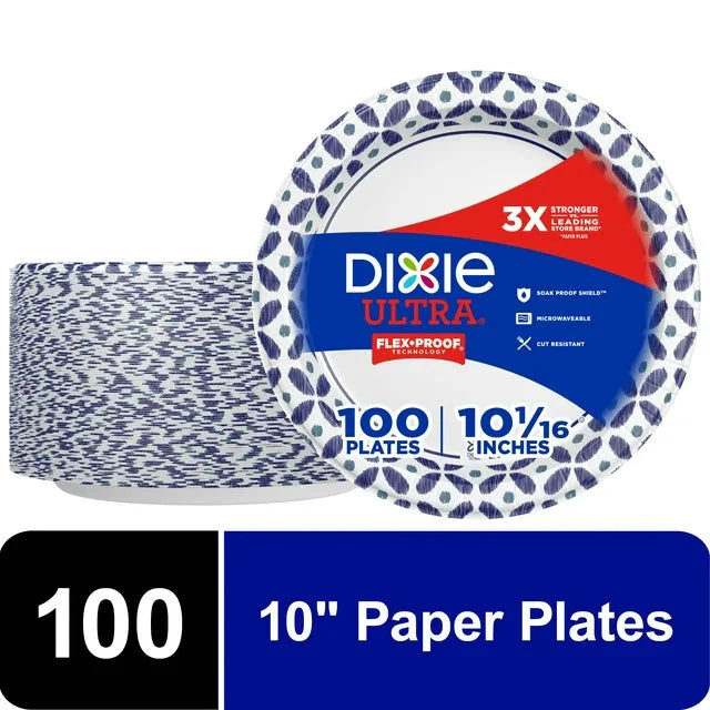 Wholesale prices with free shipping all over United States Dixie Ultra Disposable Paper Plates, Multicolor, 10 in, 100 Count - Steven Deals