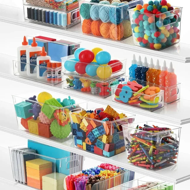 Wholesale prices with free shipping all over United States EatEx 1 Pack Clear Plastic Home & Office Storage Organizer Bin with Handles - Stackable Containers For Office, Pens, Pencils, Desks, Drawer, Workspace, Box For Supplies, Markers, Tape - Steven Deals