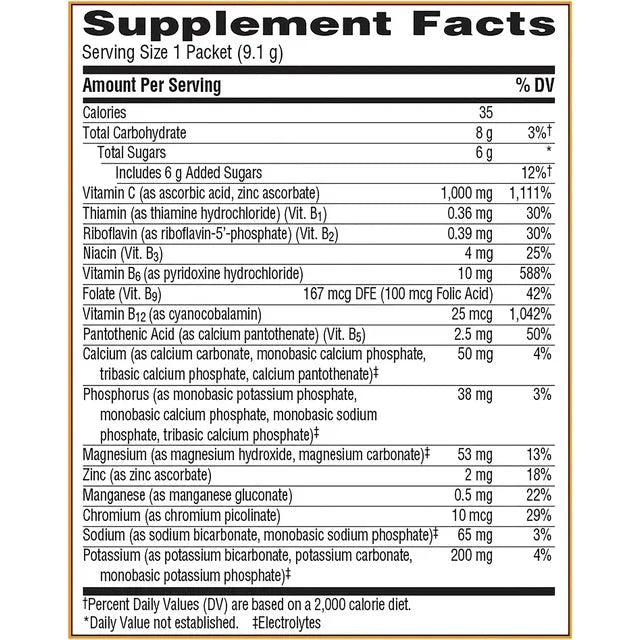 Wholesale prices with free shipping all over United States Emergen-C 1000mg Vitamin C Powder, with Antioxidants, B Vitamins and Electrolytes for Immune Support, Caffeine Free Vitamin C Supplement Fizzy Drink Mix, Super Orange Flavor - 10 Count - Steven Deals