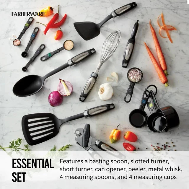 Wholesale prices with free shipping all over United States Farberware Professional 14-piece Kitchen Tool and Gadget Set in Black - Steven Deals