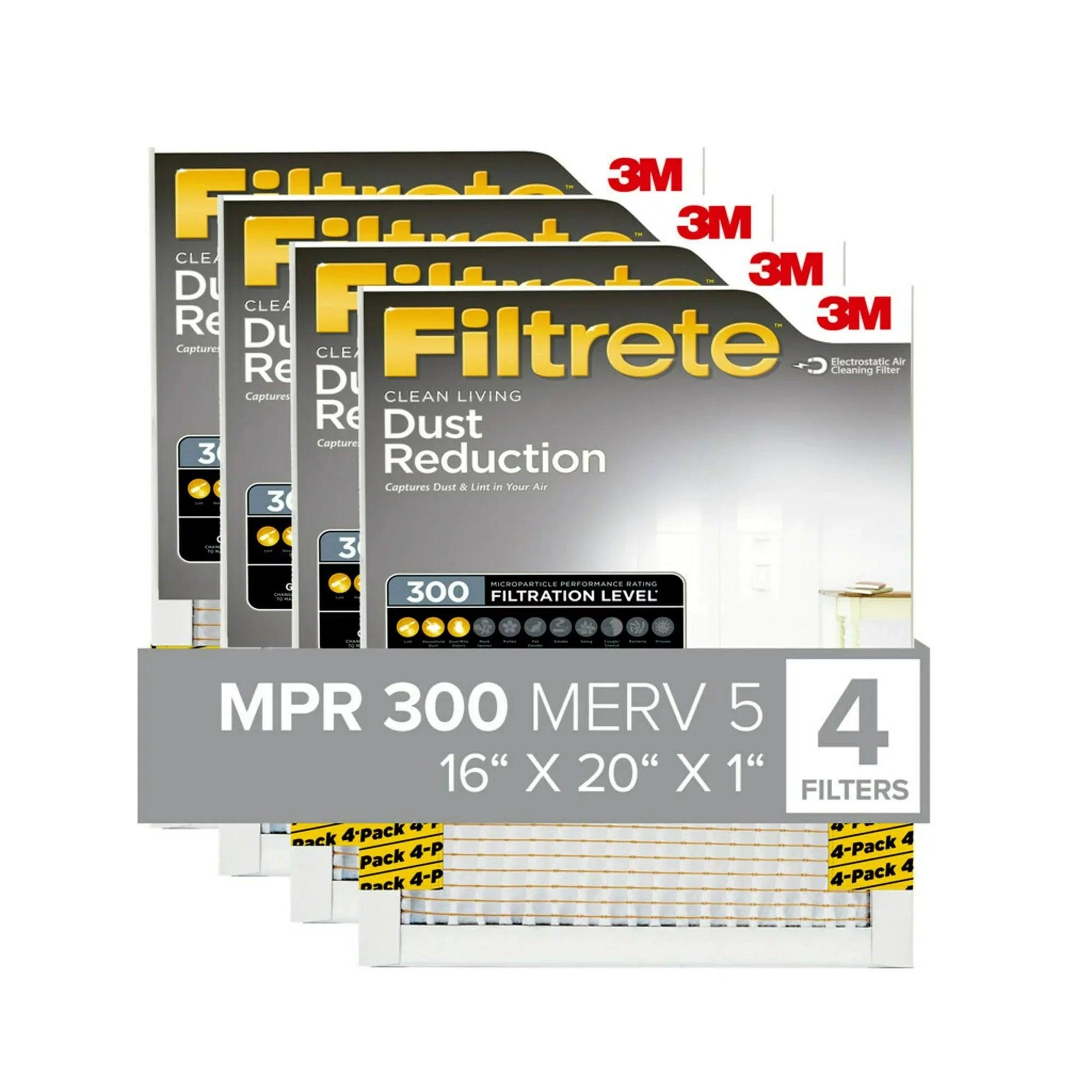 Wholesale prices with free shipping all over United States Filtrete 16x20x1 Air Filter, MPR 300 MERV 5, Dust Reduction, 4 Filters - Steven Deals