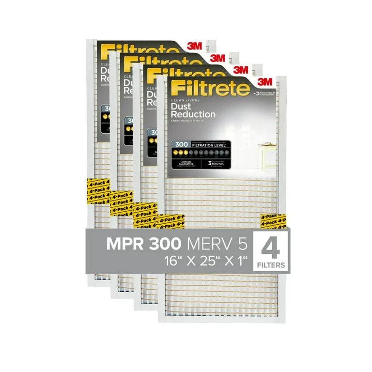 Wholesale prices with free shipping all over United States Filtrete 16x25x1 Air Filter, MPR 300 MERV 5, Clean Living Dust Reduction, 4 Filters - Steven Deals