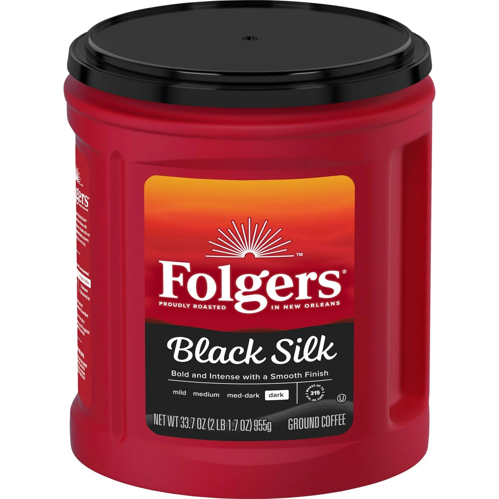 Wholesale prices with free shipping all over United States Folgers Black Silk Ground Coffee, Smooth Dark Roast Coffee, 33.7Ounce Canister - Steven Deals