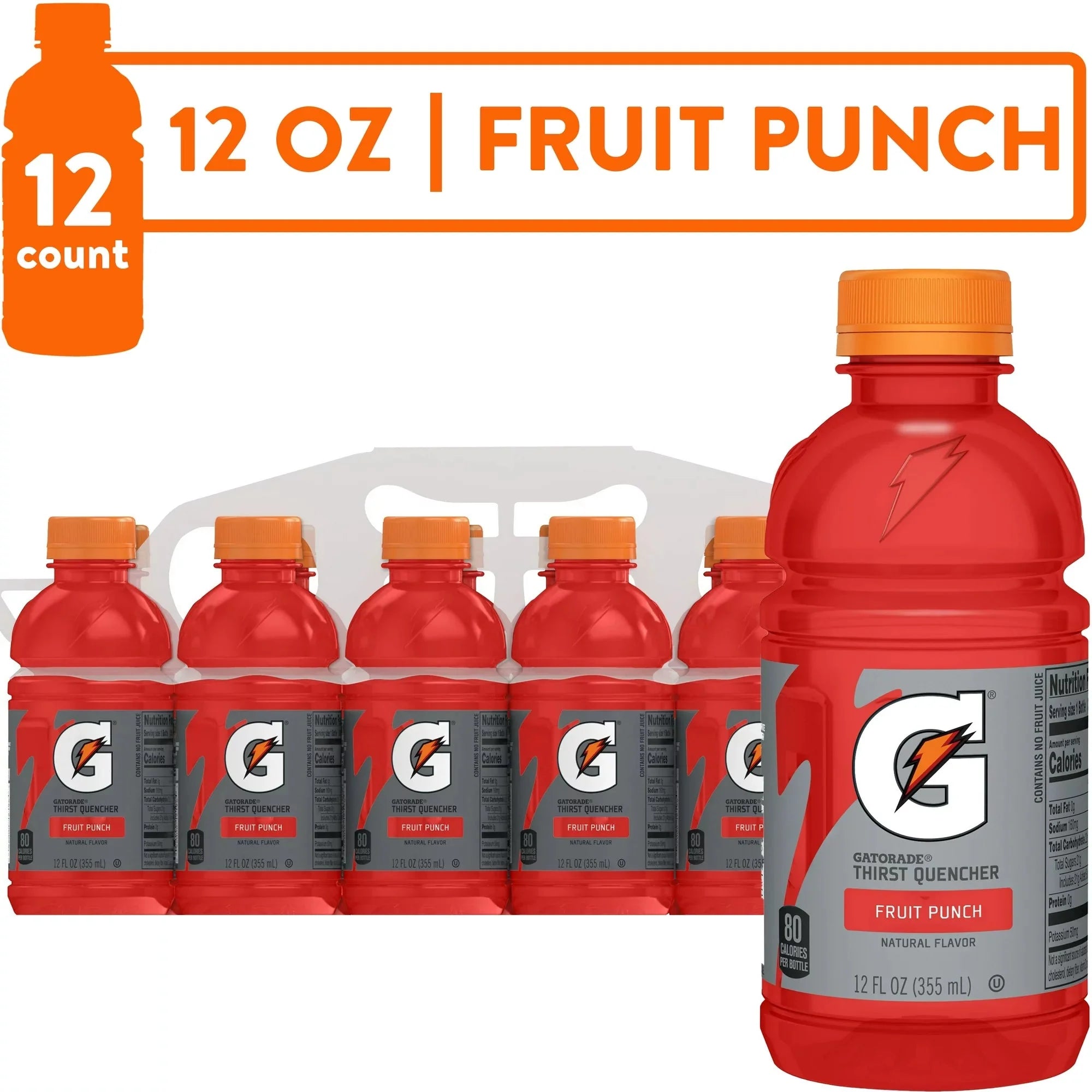 Wholesale prices with free shipping all over United States Gatorade Thirst Quencher Sports Drink, Fruit Punch, 12 fl oz, 12 Pack Bottles - Steven Deals