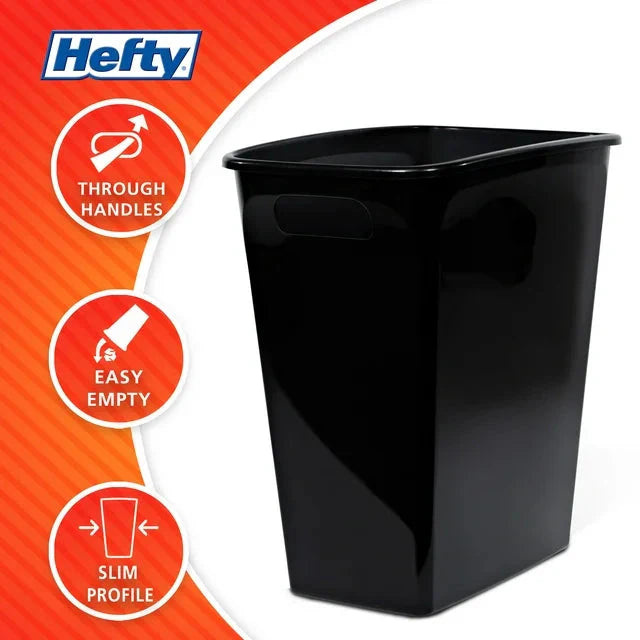 Wholesale prices with free shipping all over United States Hefty 8.8 Gallon Trash Can, Plastic Handled Office Trash Can, Black - Steven Deals
