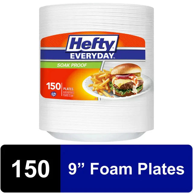 Wholesale prices with free shipping all over United States Hefty Everyday Soak-Proof Foam Plates, White, 9 Inch, 150 Count - Steven Deals