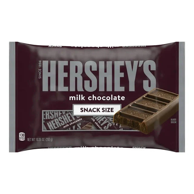 Wholesale prices with free shipping all over United States Hershey's Milk Chocolate Snack Size Candy, Bag 10.35 oz - Steven Deals