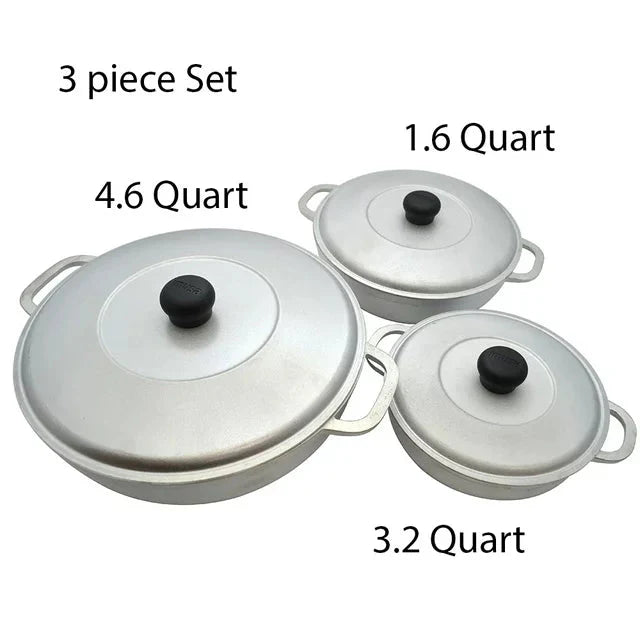Wholesale prices with free shipping all over United States Imusa 3Pieces Colombian Cast Aluminum Caldero or Dutch Oven Set with Lid - Steven Deals