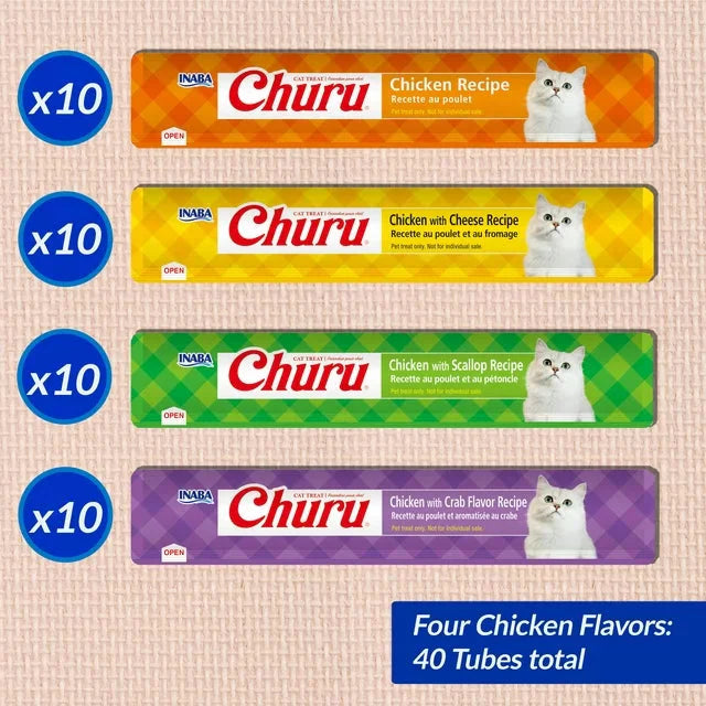 Wholesale prices with free shipping all over United States Inaba Churu Creamy, Lickable Wet Cat Treats, 0.5 oz, 40 Tubes, Chicken Variety - Steven Deals