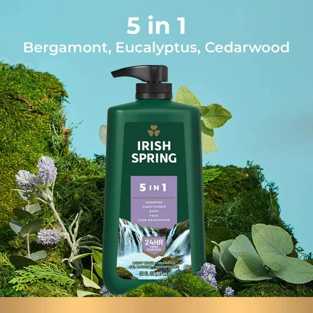 Wholesale prices with free shipping all over United States Irish Spring 5 in 1 Mens Body Wash Pump, Body Wash for Men, 30 Oz Pump - Steven Deals