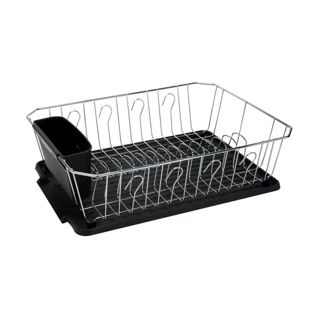 Wholesale prices with free shipping all over United States Kitchen Details Chrome 3 Piece Set Dish Rack in Black (17.25