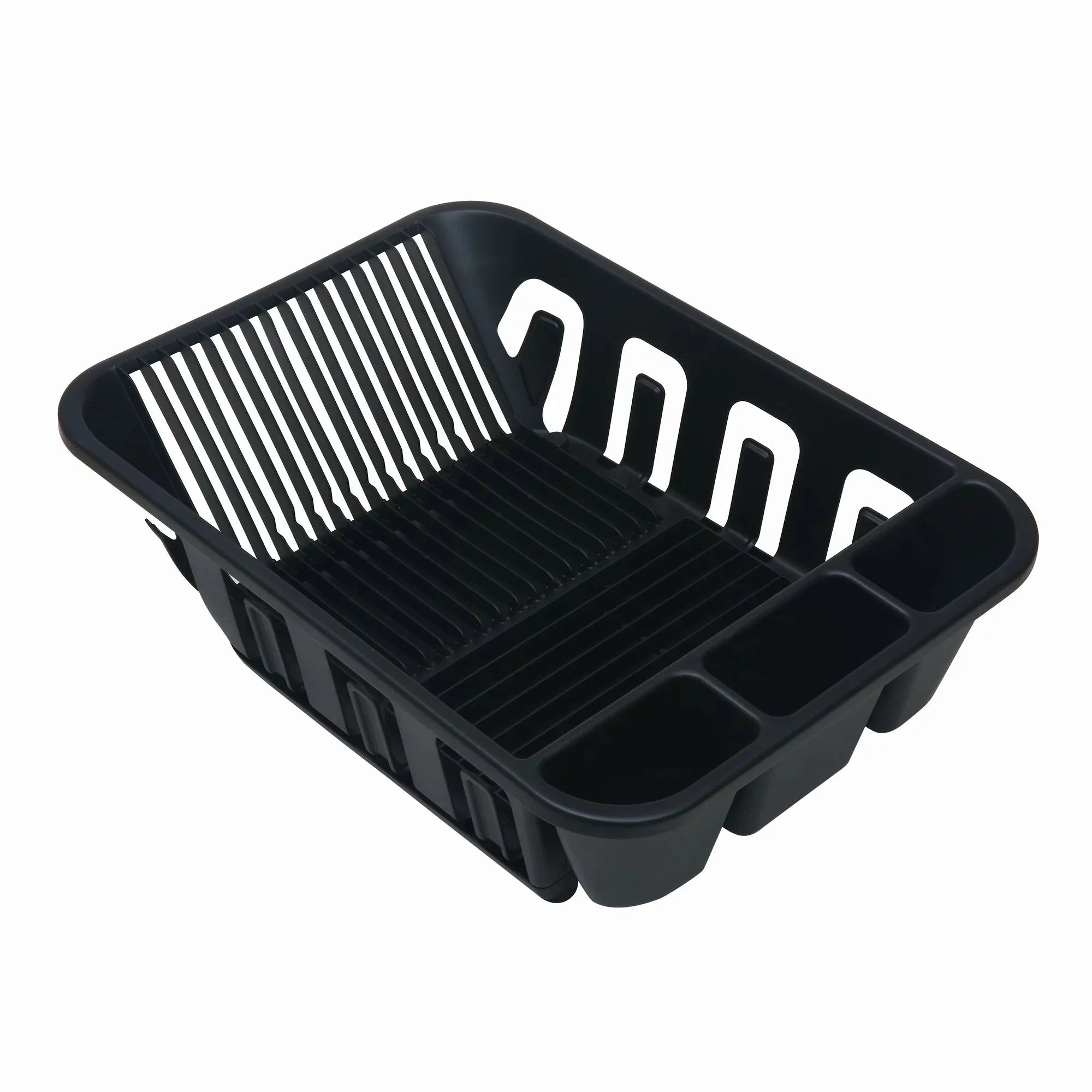 Wholesale prices with free shipping all over United States Mainstays 2-Piece Plastic Kitchen Sink Set, Dish Rack with Slide-out Drip Tray, Black - Steven Deals