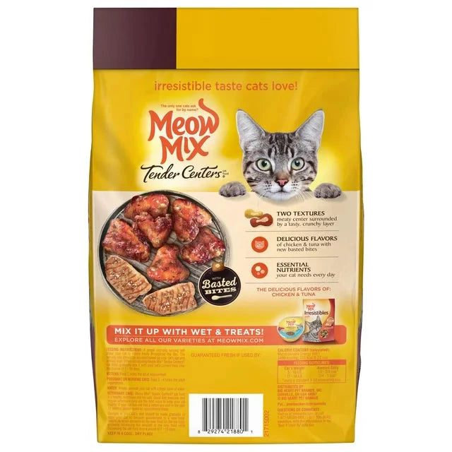 Wholesale prices with free shipping all over United States Meow Mix Tender Centers with Basted Bites, Chicken and Tuna Flavored Dry Cat Food, 3-Pound - Steven Deals