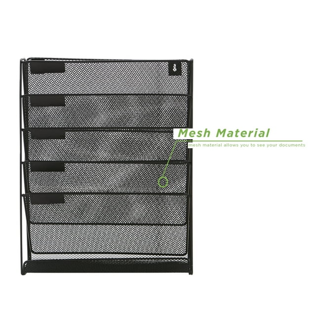 Wholesale prices with free shipping all over United States Mind Reader Network Collection, 5-Tier Vertical File Storage Wall Mount, Black - Steven Deals