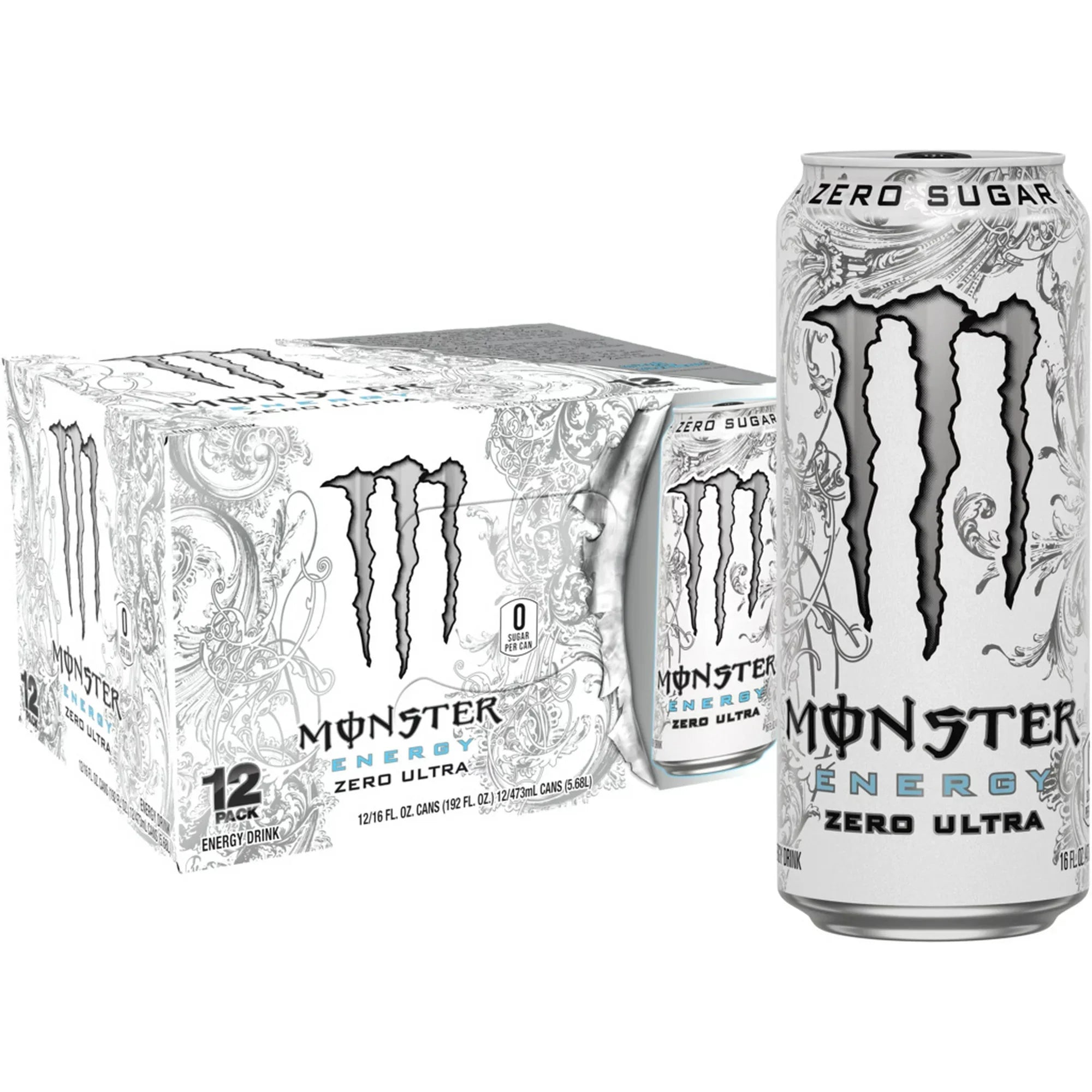Wholesale prices with free shipping all over United States Monster Zero Ultra, Sugar Free Energy Drink, 16 fl oz, 12 Pack - Steven Deals