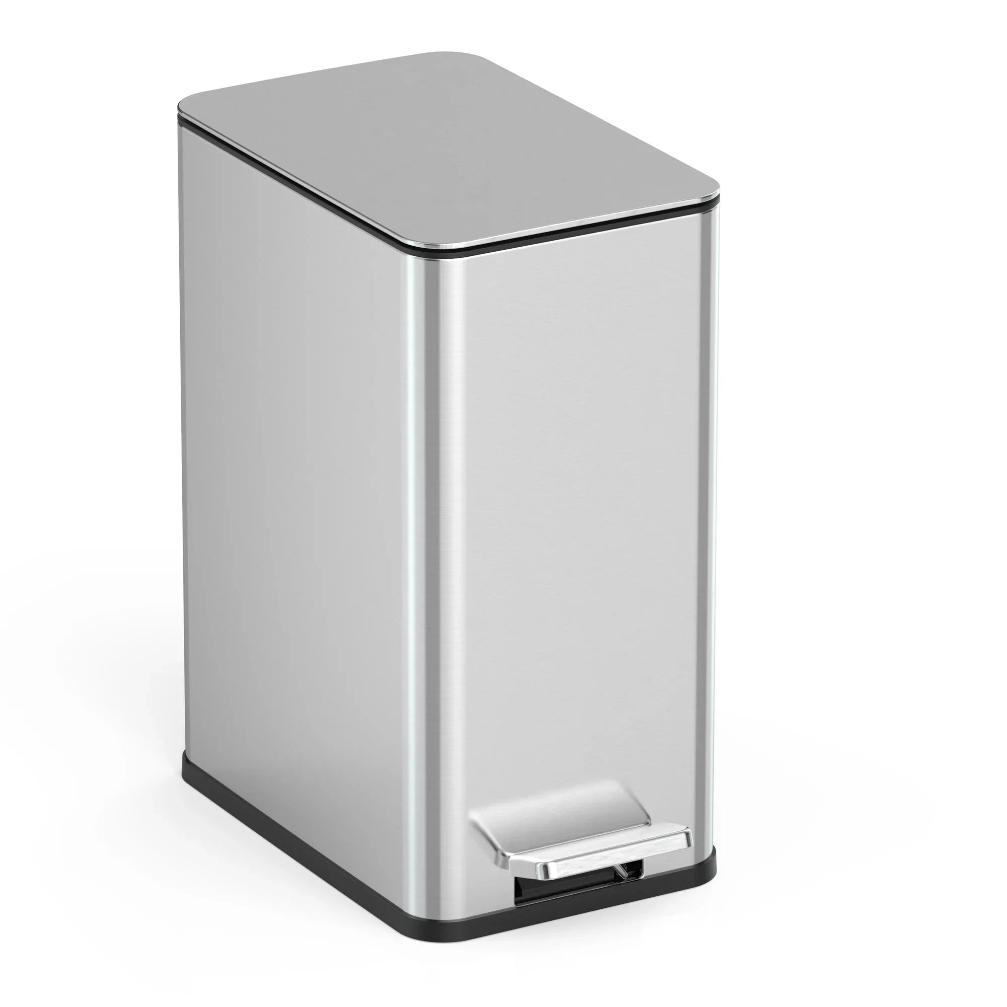 Wholesale prices with free shipping all over United States Nine Stars 2.6 Gallon Trash Can, Slim Step On Bathroom Trash Can, Stainless Steel - Steven Deals